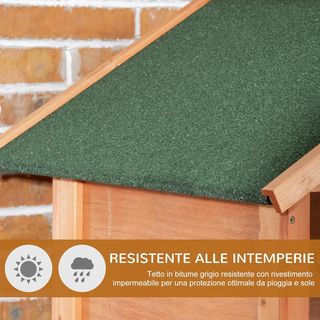 Jaula para Aves de Exterior en Madera de Abeto y Metal, Voladera para Aves con 3 Aberturas con Bloqueo, 4 Posaderos y Bandeja Extraíble, 80.5X57X153 Cm, Naranja