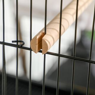 Jaula para Aves 2 en 1 Voladera para Interiores Con 4 Ruedas Giratorias, Bandejas Extraíbles Y Contenedores de Plástico, 51.5X50X140 Cm, Negro