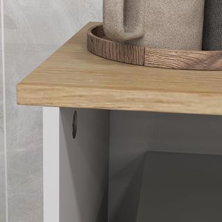 Microondas Con Mesa para Electrodomésticos, Armarios y Puerta de Vidrio, Credenza de Cocina Con Estantes Regulables, Orificio para Cables y Patas de Pino, para Cocina, Sala de Estar, 80X35X97Cm, B...