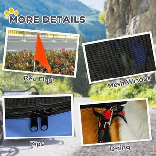 Remolque De Bicicleta Para Perros Y Gatos 2 Grandes Ruedas De 50Cm Buena Ventilación Bandera De Seguridad Resistente A Las Intemperies Acero Y Tela Oxford