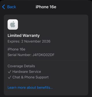 iPhone 16e 128GB Negro - Batería 100%