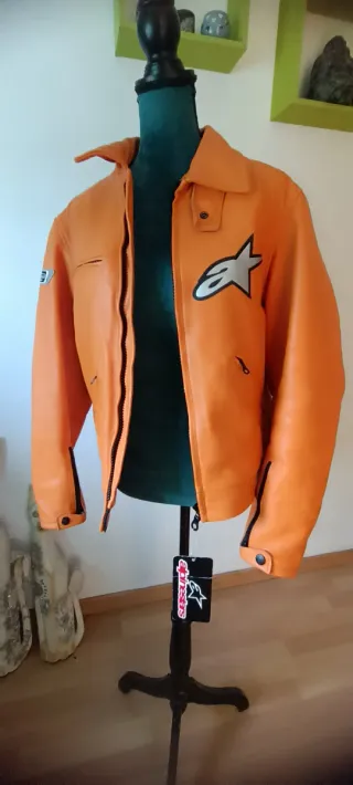 Chaqueta Alpinestars Cuero Naranja Talla 46 M