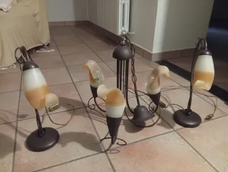 Lampadario in metallo e vetro