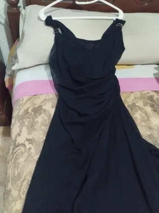 Vestido Negro Corto Fiesta Hebilla Talla 38