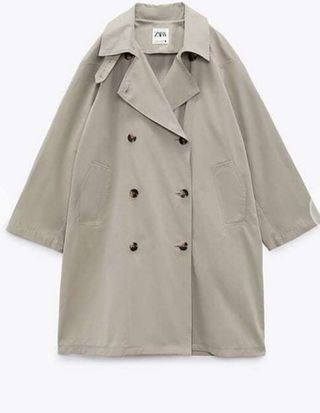 Gabardina Oversized Zara Beige Talla M.