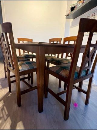 Mesa madera maciza + 6 sillas