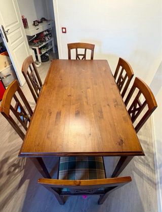 Mesa madera maciza + 6 sillas