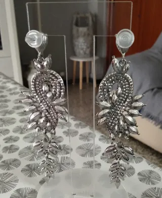 Pendientes flamenca azules y plateados