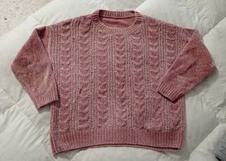 Jersey punto rosa trenzado talla única