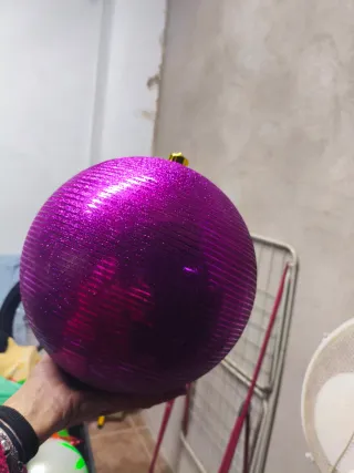 Lote Bolas Navideñas XL y XXL fucsia purpurina