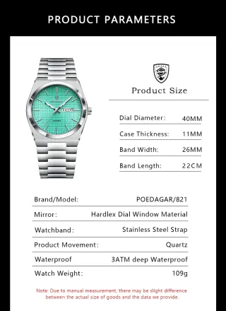 Reloj Poedagar Hombre Esfera Verde