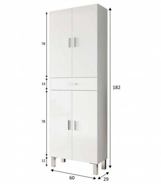 Mueble Columna de Baño Alta. 4 Puertas y 1 Cajon.