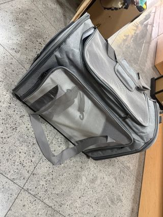 Transportín para gatos y perros gris