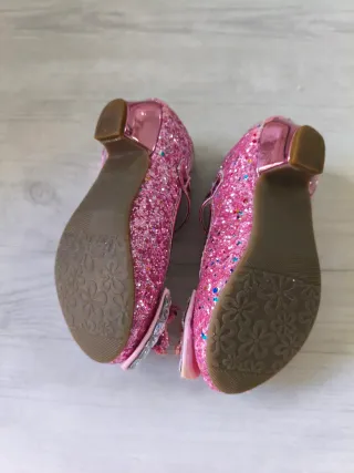 Zapatos de princesa rosas con lazo y pedrería N 28