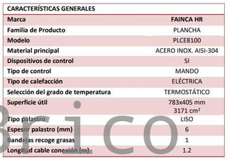 Plancha Eléctrica Acero Laminado Serie 100 - PLCE8100