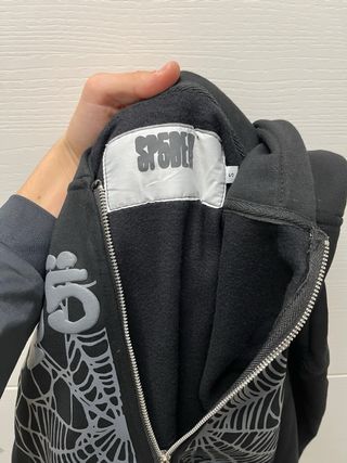 Sudadera Sp5der Negra con Diseño de Telaraña