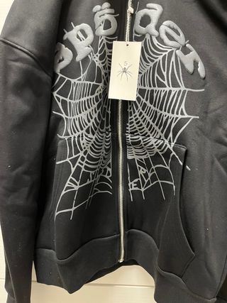 Sudadera Sp5der Negra con Diseño de Telaraña