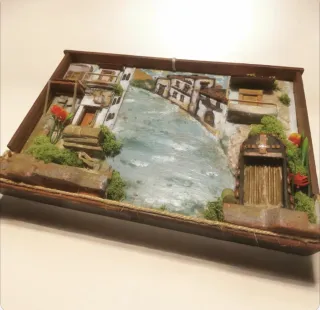 Quadro 3D Legno Dipinto paesaggio tridimensionale