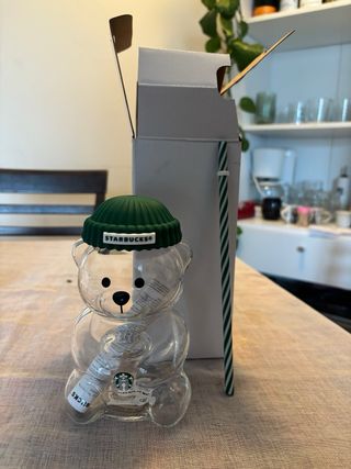 Vaso Oso Starbucks Verde Transparente de vidrio