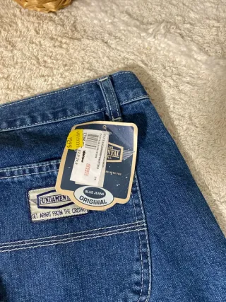 Fundamental Vaqueros Ancho Recto Mujer Azul