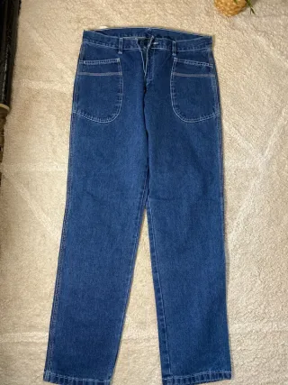 Fundamental Vaqueros Ancho Recto Mujer Azul