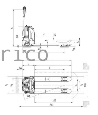 Transpaleta Eléctrica 540x1160mm - 24V - 1500 Kg - 16026