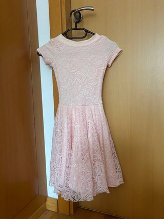 Vestido de fiesta rosa encaje 8-10 años