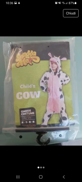 Costume mucca rosa e bianca