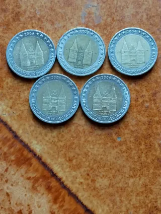 5 Monete 2 euro Germania 2006 zecche ADFGJ