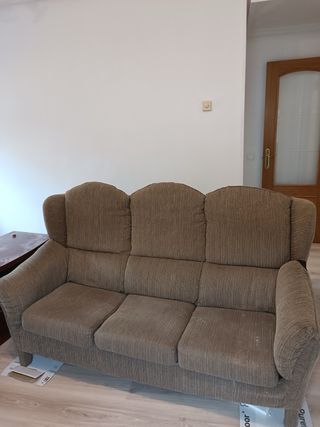 Sofá vintage 3 plazas tela madera