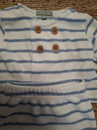 Conjunto bebé rayas azul y blanco 1-3 meses