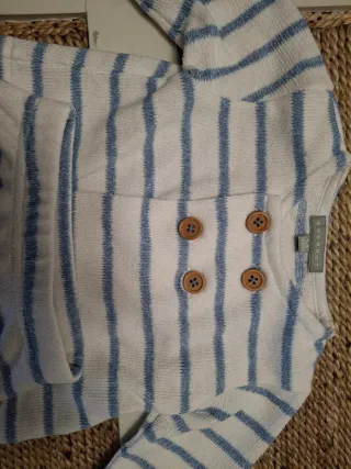 Conjunto bebé rayas azul y blanco 1-3 meses