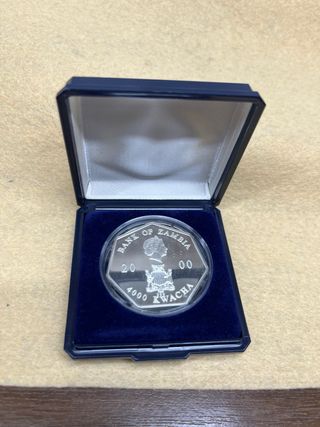Moneda Plata 2000 Banco Zambia 4000 Kwacha