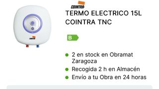 Termo Eléctrico Cointra 15L TNC