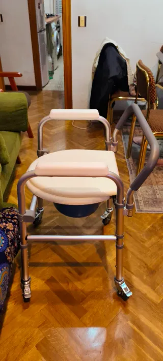 Silla de baño geriátrica con ruedas inodoro