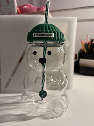 Vaso Starbucks Oso con Tapa y Popote