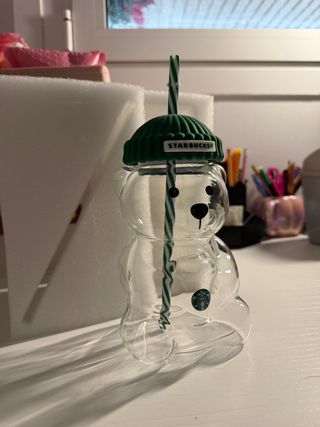 Vaso Starbucks Oso con Tapa y Popote