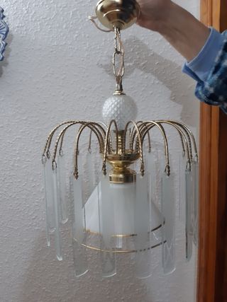 Lámpara de techo antigua cristal y metal