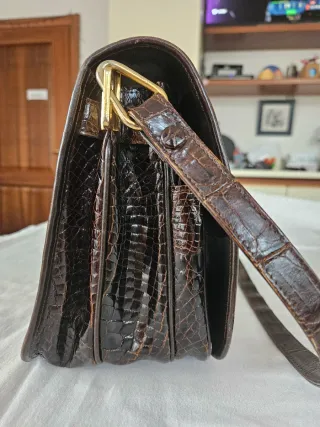 Borsa vintage Elissa coccodrillo marrone