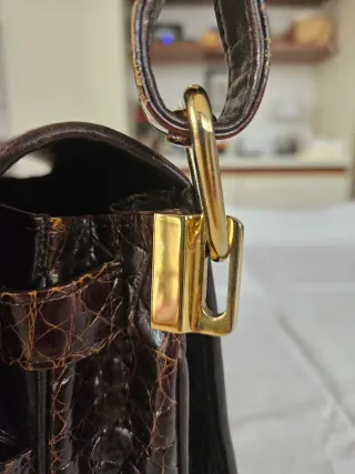 Borsa vintage Elissa coccodrillo marrone