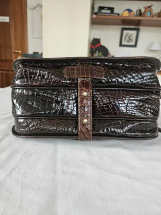 Borsa vintage Elissa coccodrillo marrone