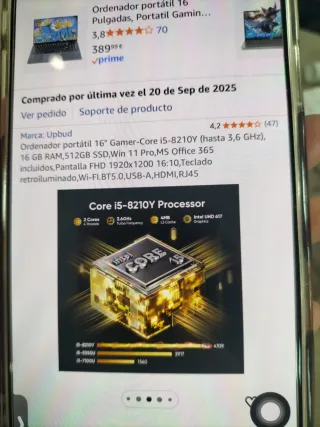 Portátil Gamer Upbud 16 Core i5 16GB RAM