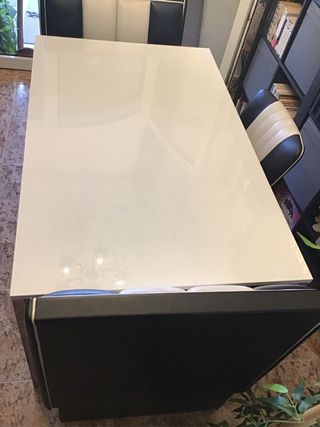 Mesa de comedor grande cristal y metal