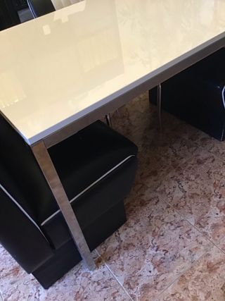 Mesa de comedor grande cristal y metal
