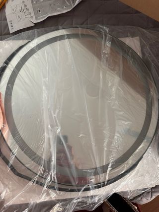 Espejo Grande 45*45 Táctil Tocador Negro/Plateado