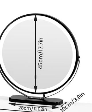 Espejo Grande 45*45 Táctil Tocador Negro/Plateado