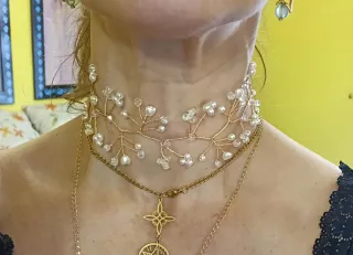 Conjunto collar y pendientes acero