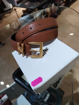 Cintura Celine Marrone Fibbia Dorata 105cm