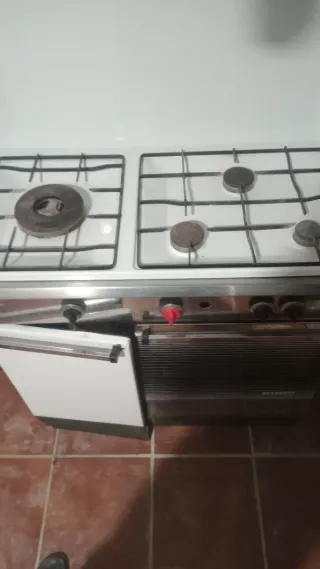 Horno de cocina blanco y plateado