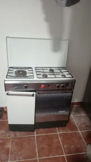 Horno de cocina blanco y plateado
